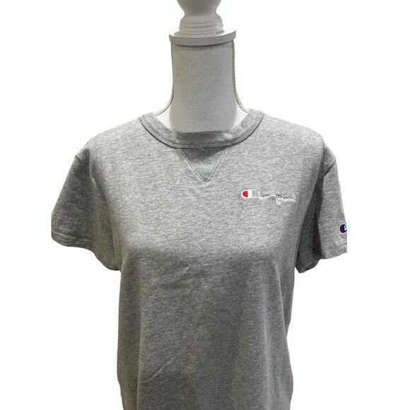 Champion Women's Size M Simple Gray Tee Shirt Dress 100% Cotton Embroidered Logo - Picture 4 of 7